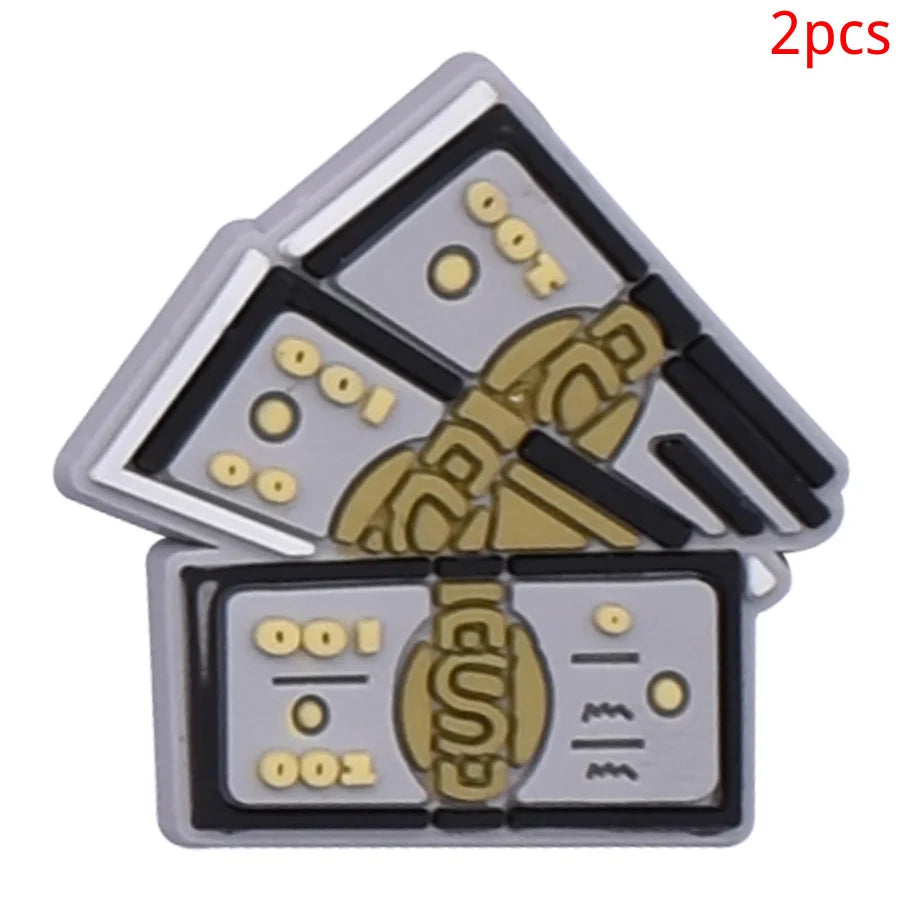 2pcs Lot Coin Money Shaped Character Shoe Buckles Charms Combination Designer for Women Accessories for Girls Adults Unisex Gift