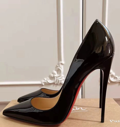 2026 New Black 12cm High Heels Classic Thin Heels Sexy Shallow Mouth Fashion Commuter Large Single Shoes 33-50