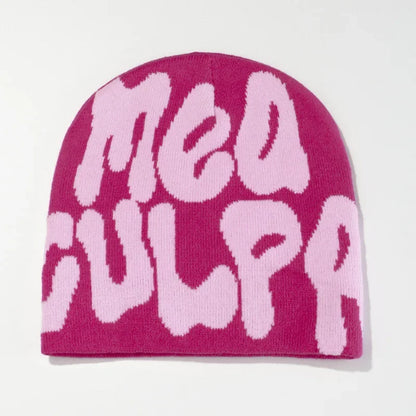 Mea Culpas Beanies Hats For Women Men Autumn Winter Fashion Printed Wool Acrylic Knitted Caps Bonnet Kpop Elastic Skullies Hat