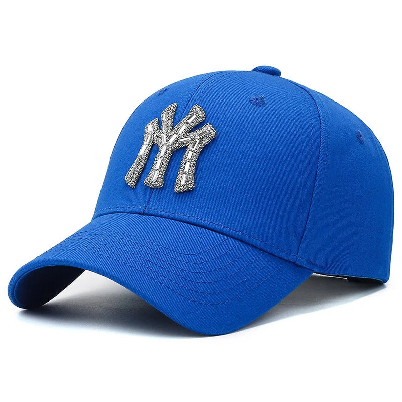 New MY Inlay Diamond Men's Outdoor Sports Baseball Hats Women's Fashion Trend Casual Duck Tongue Caps Suitable For All Seasons