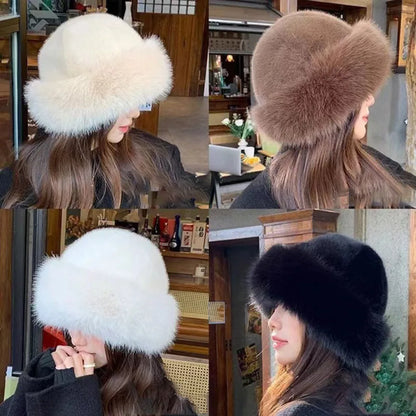 Fur Hat Women Warm Snow Ski Cap Female Faux Fox Fur Thick Warm Winter Hat Lady Windproof Russian Hat Ear Warmer Bonnet Hot Sale