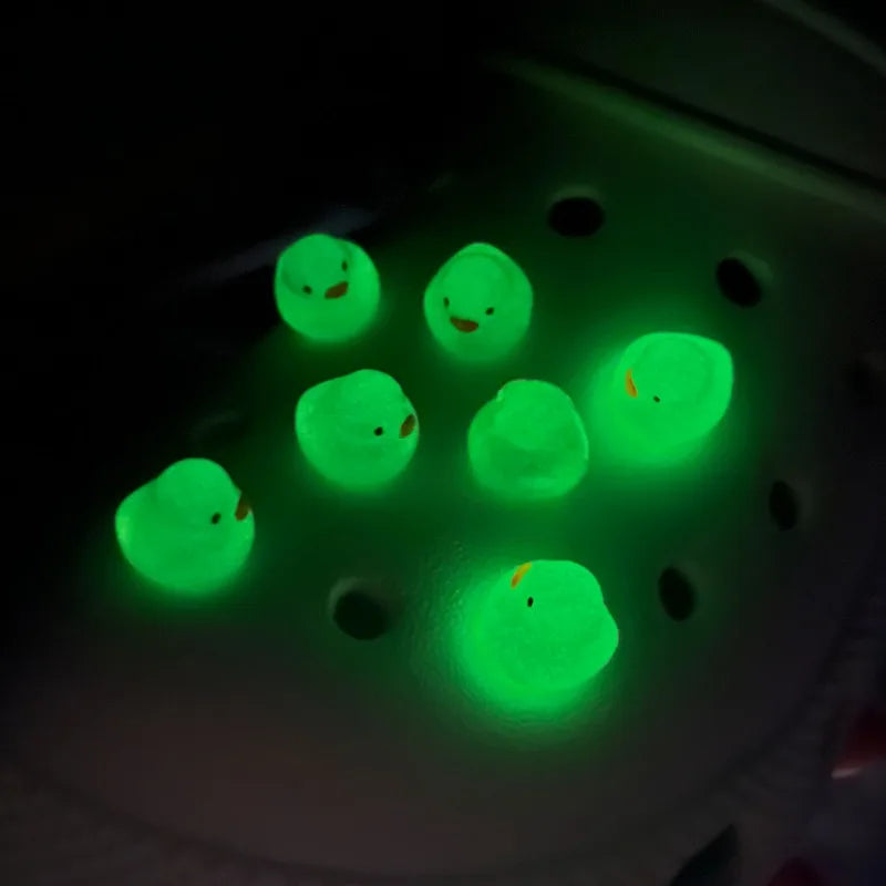 3D Cute Chubby Yellow Duck Noctilucent Shoe Charms for Crocs Garden Sandal Clogs Pins Decorations Slipper Accessories Girl Gift