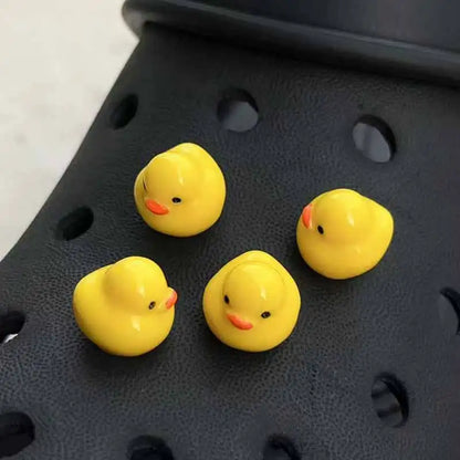 3D Cute Chubby Yellow Duck Noctilucent Shoe Charms for Crocs Garden Sandal Clogs Pins Decorations Slipper Accessories Girl Gift