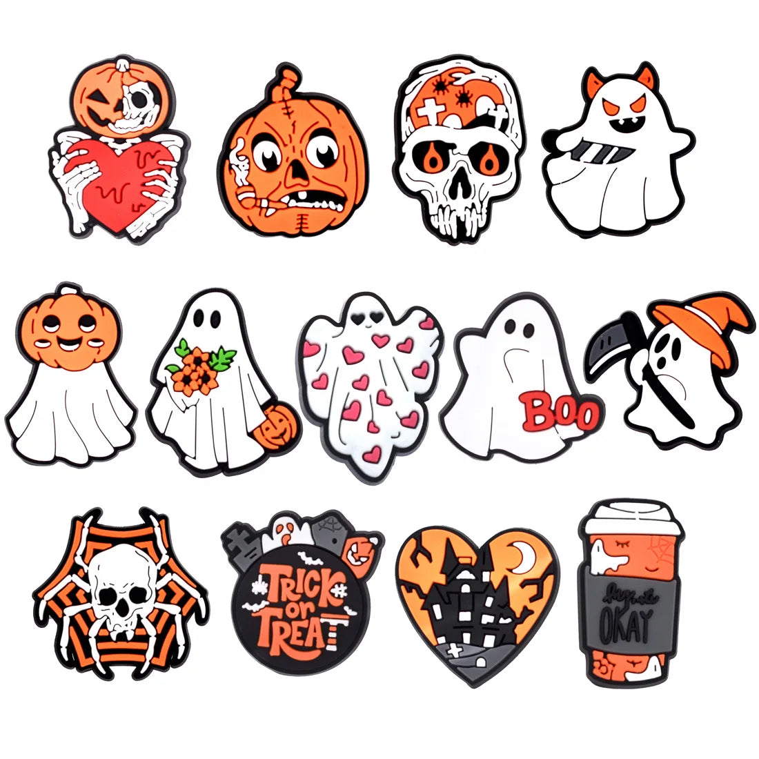 Hawlleen ghost PVC shoe Charms Buckle combination for Wristbands sandal Slippers accessories Decoration Bands gift unisex party