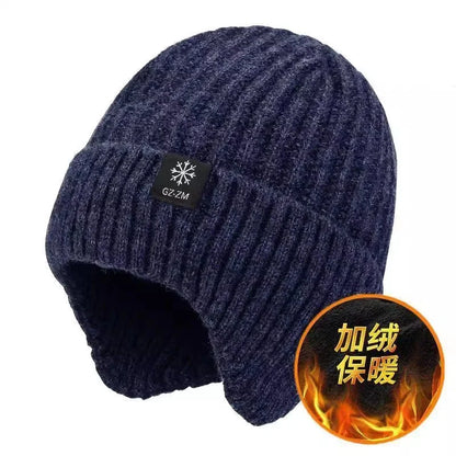 Men Winter Knitted Hat with Neck Scarf Plush Warmth Peaked Cap Earmuff 2025 Fashion Faux Fur Bomber Hats Cycling Ear Protection