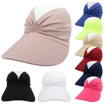 Spring and Summer Beach Sun Hat for Women New Ladies Outdoor Sports Empty Top Hat Sun-Protection Visior