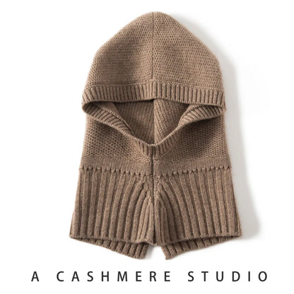 New Autumn and Winter Women's Hat 100% Cashmere Knitted Scarf Hats Outdoor Warm Fashion Girl Cap Lady High Quality Neck Sarf