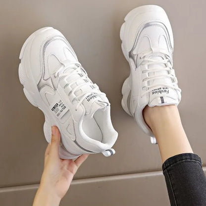 Women's Thick Soled Lightweight Sports Shoes Spring and Autumn New White Casual Women's Thick Soled Height Increasing Shoes