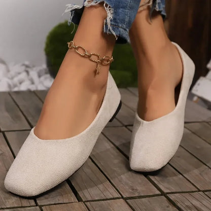 Women's Loafers 2025 New Elegant Ladies Causal Flat Shoes Square-toe Spring Autumn Shallow Women's Fashion Ballet Shoes Simple