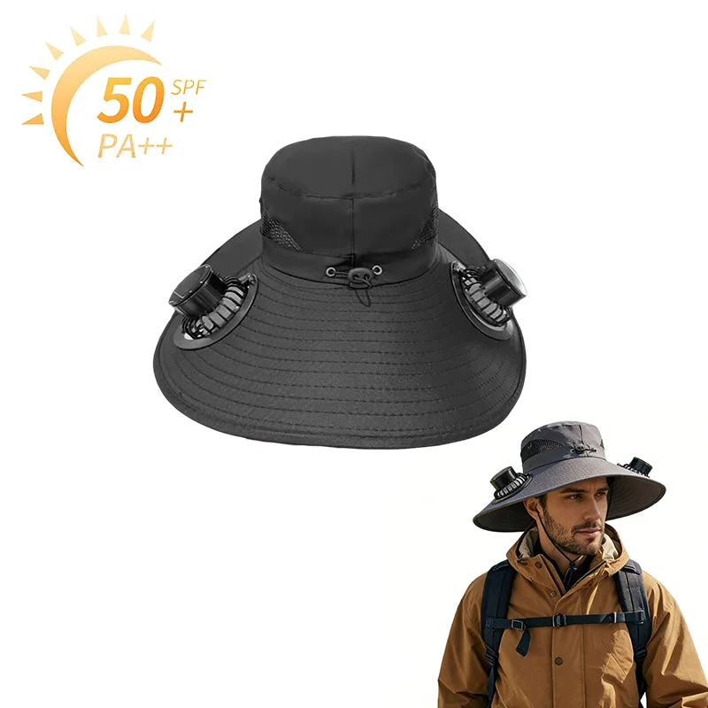 Solar Powered Fishing Hat With USB Charging Fan Adjustable Breathable Cap for Hiking Camping Outdoor Sports Father Day Gift