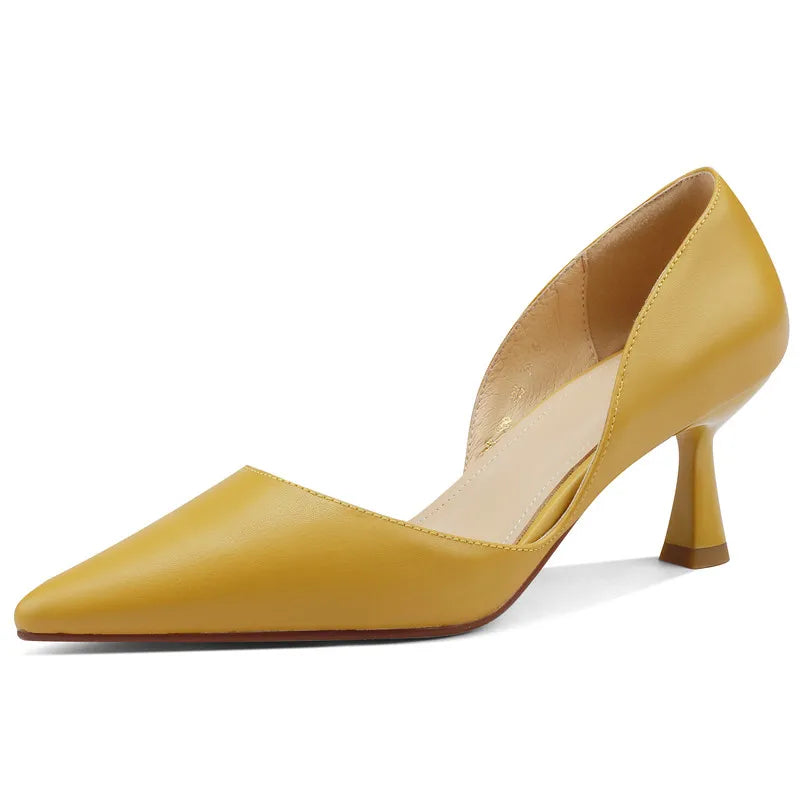 FEDONAS Basic Women Pumps Spring Summer Dress Office Ladies Pointed Toe Thin Heels Genuine Leather Shoes Woman Fashion Elegant