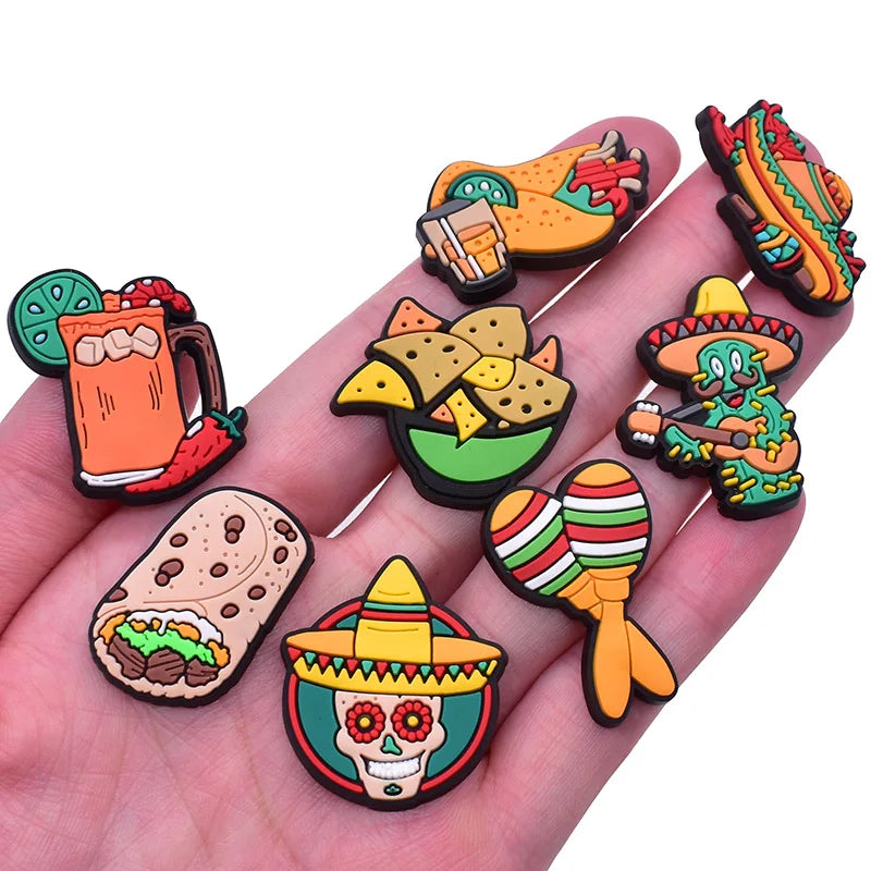mexico series PVC shoe Charms Slippers Buckle combination Fit Wristbands accessories Decoration Bands gift unisex party