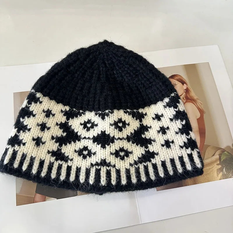 New Korean Windproof Fisherman Hat Coldproof Warm Knitted Beanie with Ear Protection Retro Style Autumn Winter Cap for Men Women