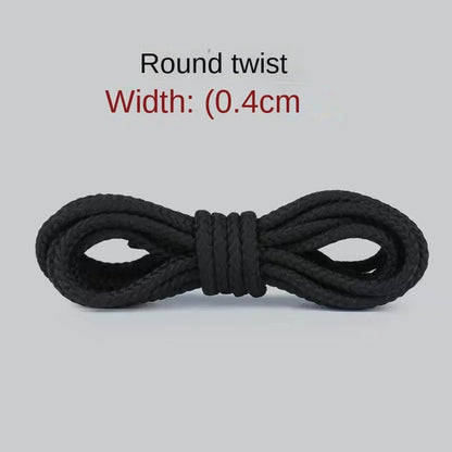 Black Shoelace round Flat Sports Men's and Women's Shoelace Leather Shoes Canvas Shoes and Boots Versatile Universal Shoelace