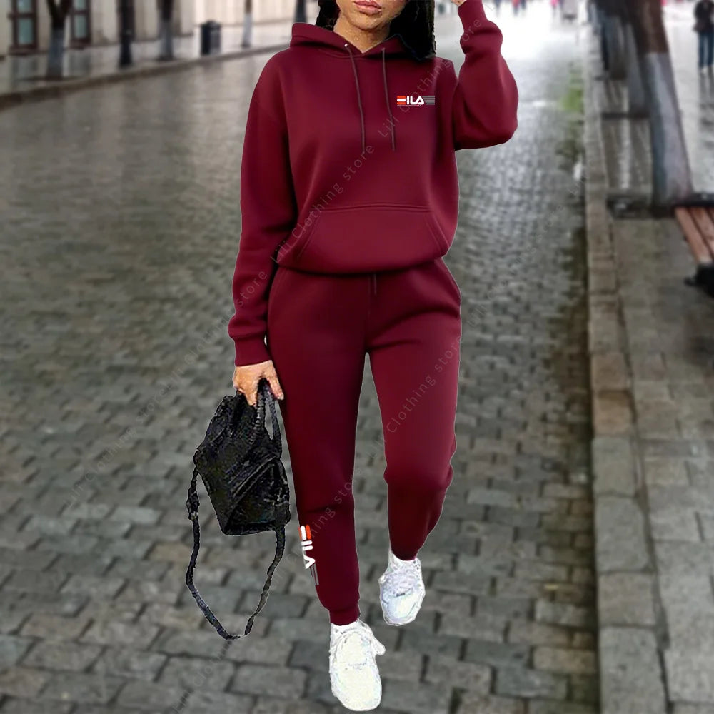 Women's Tracksuit Hoodies Trousers 2PCS Suit Winter Sports Jogging Outfits Fashion Street Designer Clothes for Women Pants Set