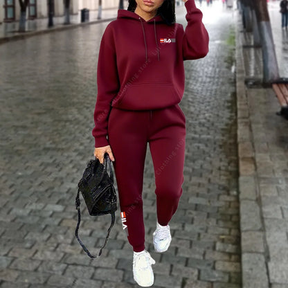 Women's Tracksuit Hoodies Trousers 2PCS Suit Winter Sports Jogging Outfits Fashion Street Designer Clothes for Women Pants Set