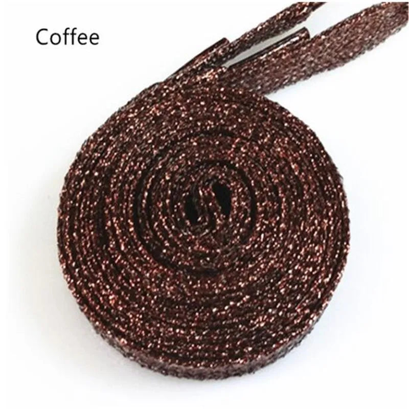 1 Pair Shiny Gold Silver Thread Shoelaces Glitter Flat Shoelaces Sparkly Bootlaces Colors Shimmering 110cm Shoe Laces Colored
