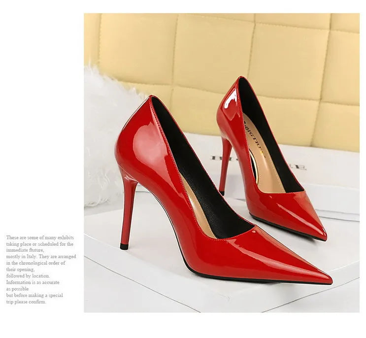 BIGTREE Shoes Pointed Toe Red Women Pumps Patent Leather High Heels Occupational OL Office Shoes Stiletto Female Heels Shoes