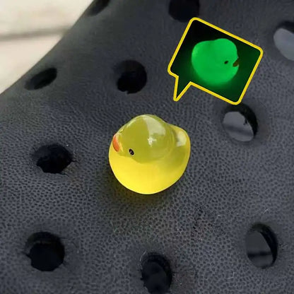 3D Cute Chubby Yellow Duck Noctilucent Shoe Charms for Crocs Garden Sandal Clogs Pins Decorations Slipper Accessories Girl Gift