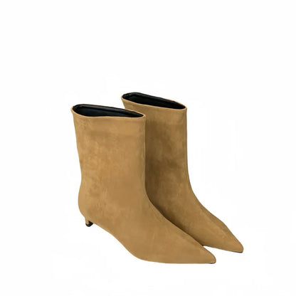 Autumn Winter Pointed Toe Ankle Boots Women Designer Vintage Thin Low Heel Shoes Modern SHort Botas Zapatos De Mujer