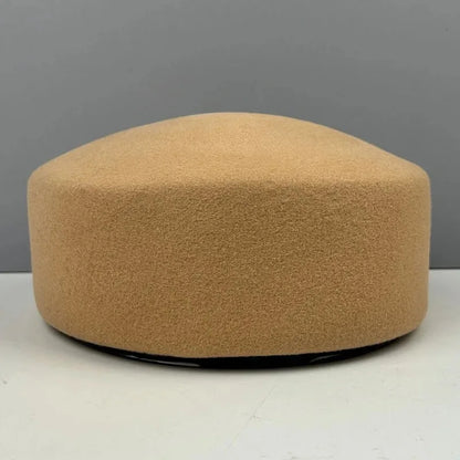 Women Wool Felt Berets Hat Vintage Hard Top Concave Top Fedoras Hats Wedding Fascinator Hats Wedding Cocktail Party Pillbox Cap