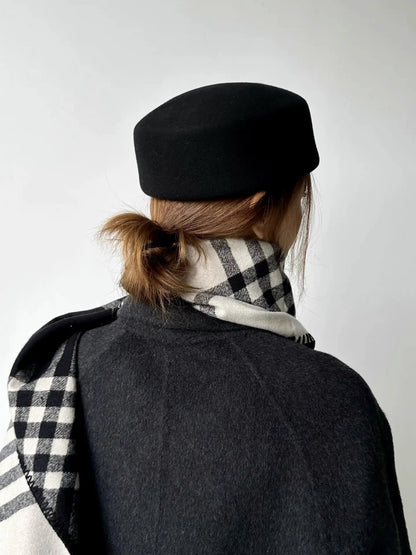 2025 Women's Hard Top Wool Beret Hat White Black Khaki Wool Felt Newsboy Hat Fashion Retro Fascinating Hostess Formal Designer