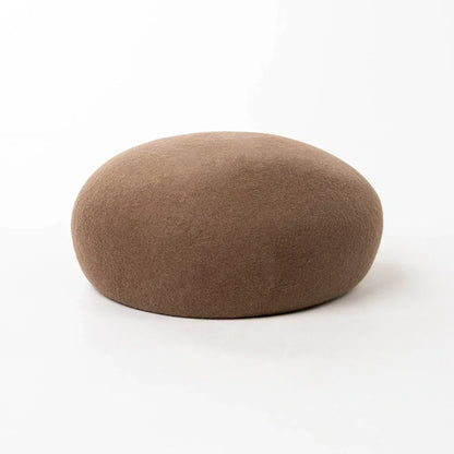 Women Wool Felt Berets Hat Vintage Hard Top Concave Top Fedoras Hats Wedding Fascinator Hats Wedding Cocktail Party Pillbox Cap