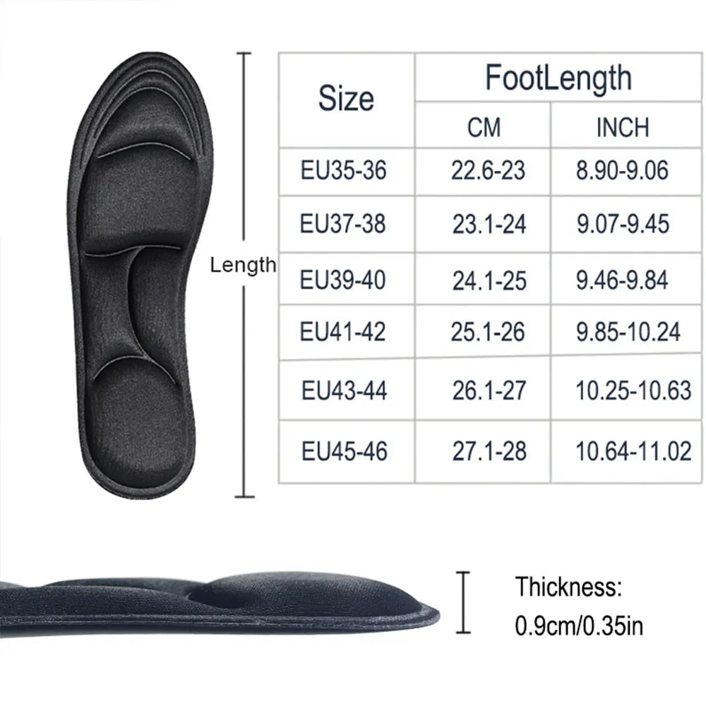 4PCS 5D Massage Memory Foam Insoles Thickening Breathable Cushion Cushioning Comfort Suitable For High Heels Insoles