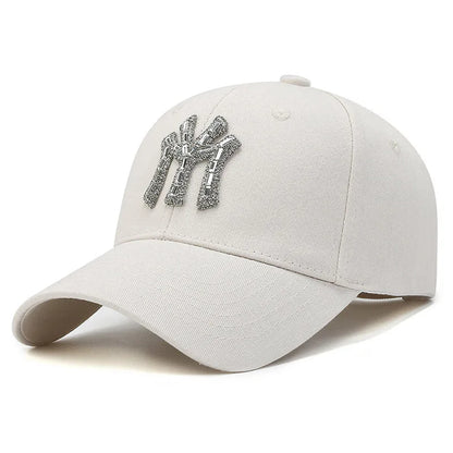 New MY Inlay Diamond Men's Outdoor Sports Baseball Hats Women's Fashion Trend Casual Duck Tongue Caps Suitable For All Seasons