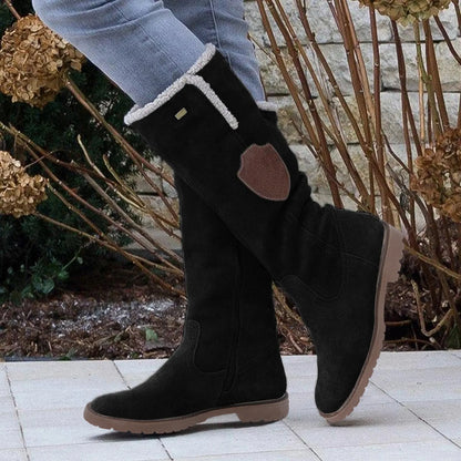 Fashion Half Boots Women Solid Color Large Size Slope Autumn Winter Suede Side Zipper Shoes Round Head Comfort Casual Boots