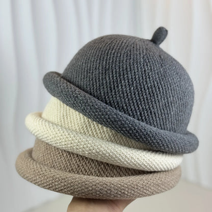 Japanese style Womens Fashion Bucket Hats Knitted Melon Skin Hats Casual Berets Landlord Hats Warm Painter Pacifier Caps 모자
