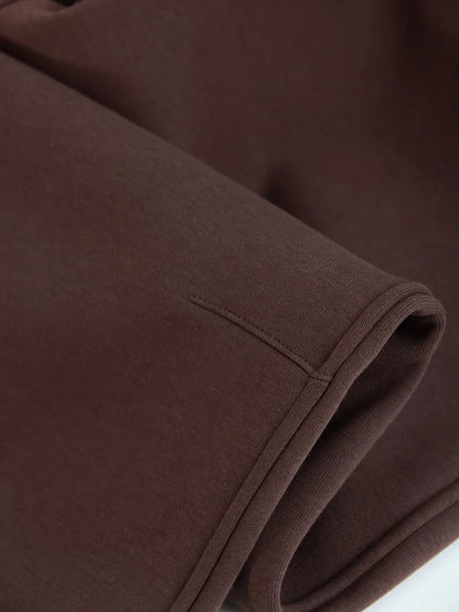 Women Tracksuits Winter Fleece Sweatsuit Brown Warm Crop Zipper Hoodies And Sweatpants Set For Women 2 Piece Velvet Pants Sets
