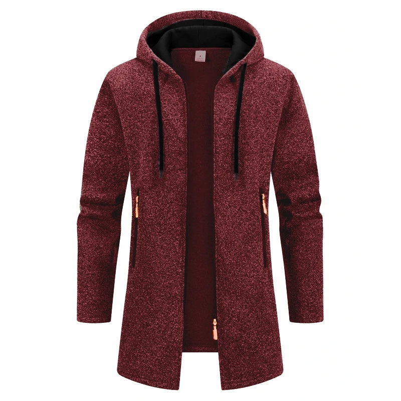 Autumn Men's Long Sweater Sweatshirts Casual Hooded Cardigans Men Outwear Liner Thicker Warm Hoodies Oversize Winter Top Jacket