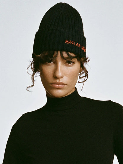 Winter Wool Knit Beanie Hat for Men and Women Thick Warm Embroidered Letter Knitted Cap Unisex Fashion Cold Weather Hat
