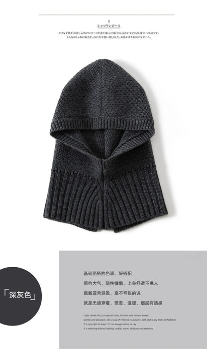 New Autumn and Winter Women's Hat 100% Cashmere Knitted Scarf Hats Outdoor Warm Fashion Girl Cap Lady High Quality Neck Sarf