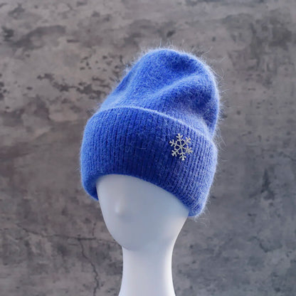 Hot Selling Winter Hat Real Rabbit Fur Winter Hats For Women Snowflake Warm Beanie cold Hats Women Solid Adult Cover Head Cap