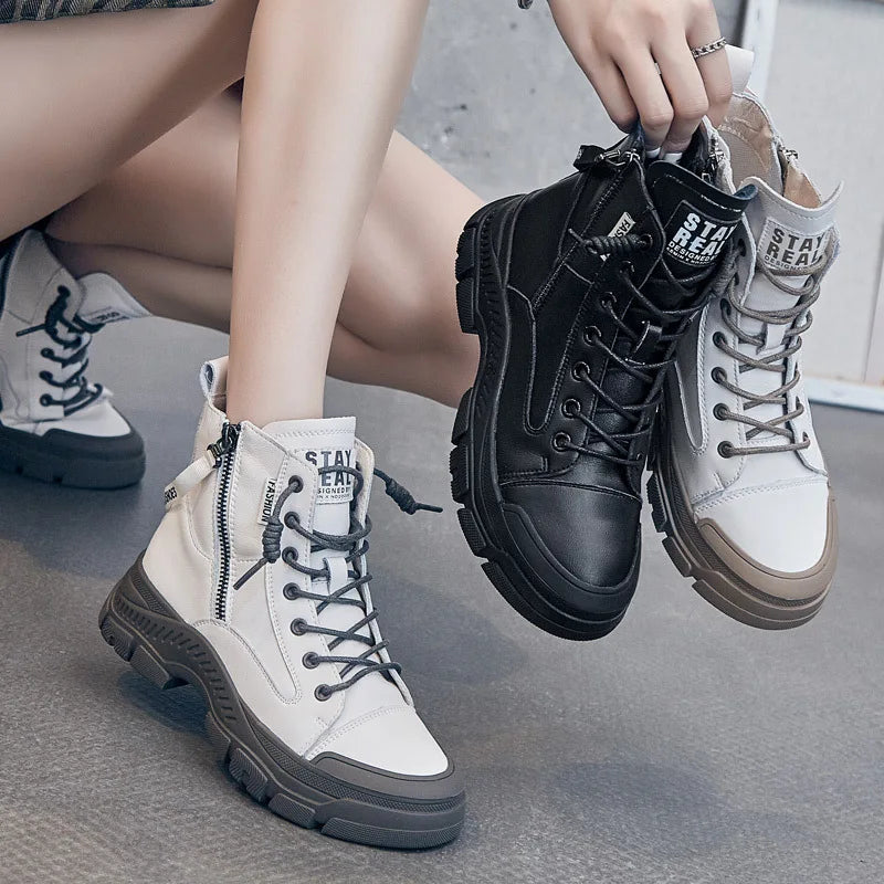 GKTINOO 2026 Autumn Winter Shoes Genuine Leather Sneakers Waterproof Boots for Women Thick Sole Women Ankle Boots Ladies Botas