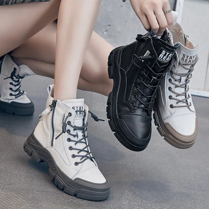 GKTINOO 2026 Autumn Winter Shoes Genuine Leather Sneakers Waterproof Boots for Women Thick Sole Women Ankle Boots Ladies Botas