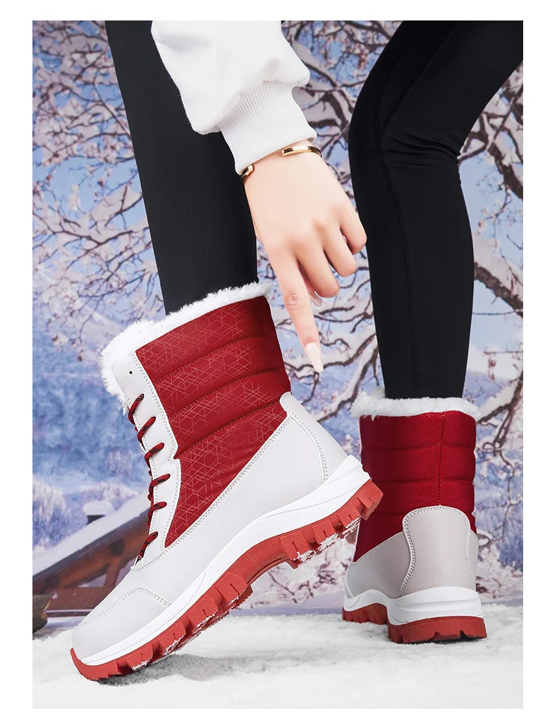Mid-tube Boots Women's Cotton Boots Plus Velvet Non-Slip Autumn and Winter Snow Boots Women's Korean Fashion Thick-soled Antifre