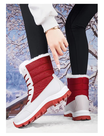 Mid-tube Boots Women's Cotton Boots Plus Velvet Non-Slip Autumn and Winter Snow Boots Women's Korean Fashion Thick-soled Antifre