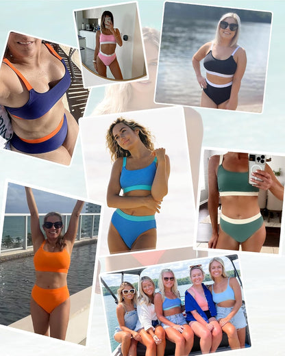 Women High Waisted Bikini Sets Two Piece Sporty Swimsuit Modest