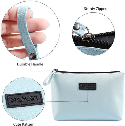 Cosmetic Bags for Women Small Makeup Bag for Purse Pu Leather Makeup Pouch Travel Makeup Bag with Zipper Make up Bag for Travelling - Miki Guru Store US