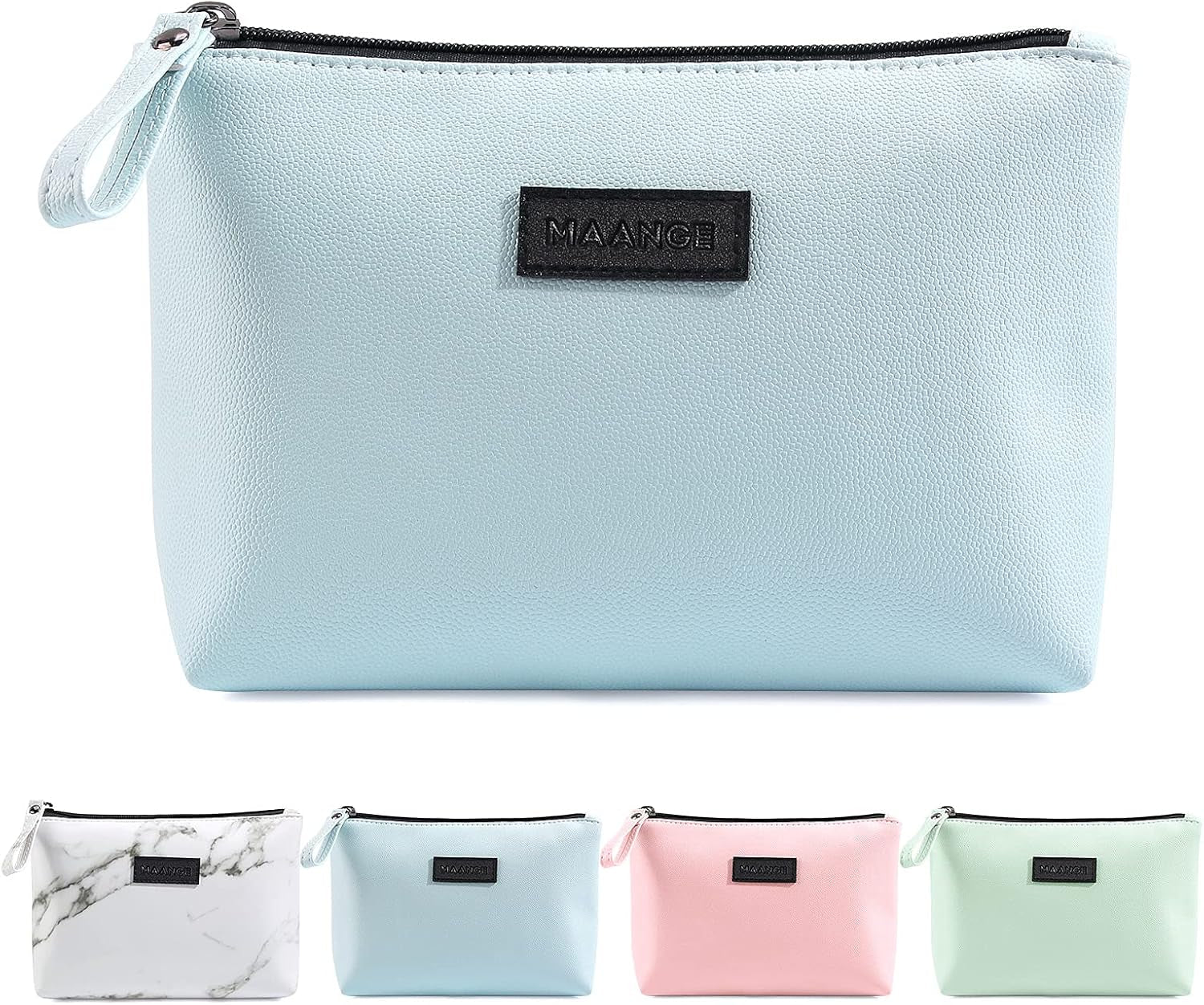Cosmetic Bags for Women Small Makeup Bag for Purse Pu Leather Makeup Pouch Travel Makeup Bag with Zipper Make up Bag for Travelling - Miki Guru Store US