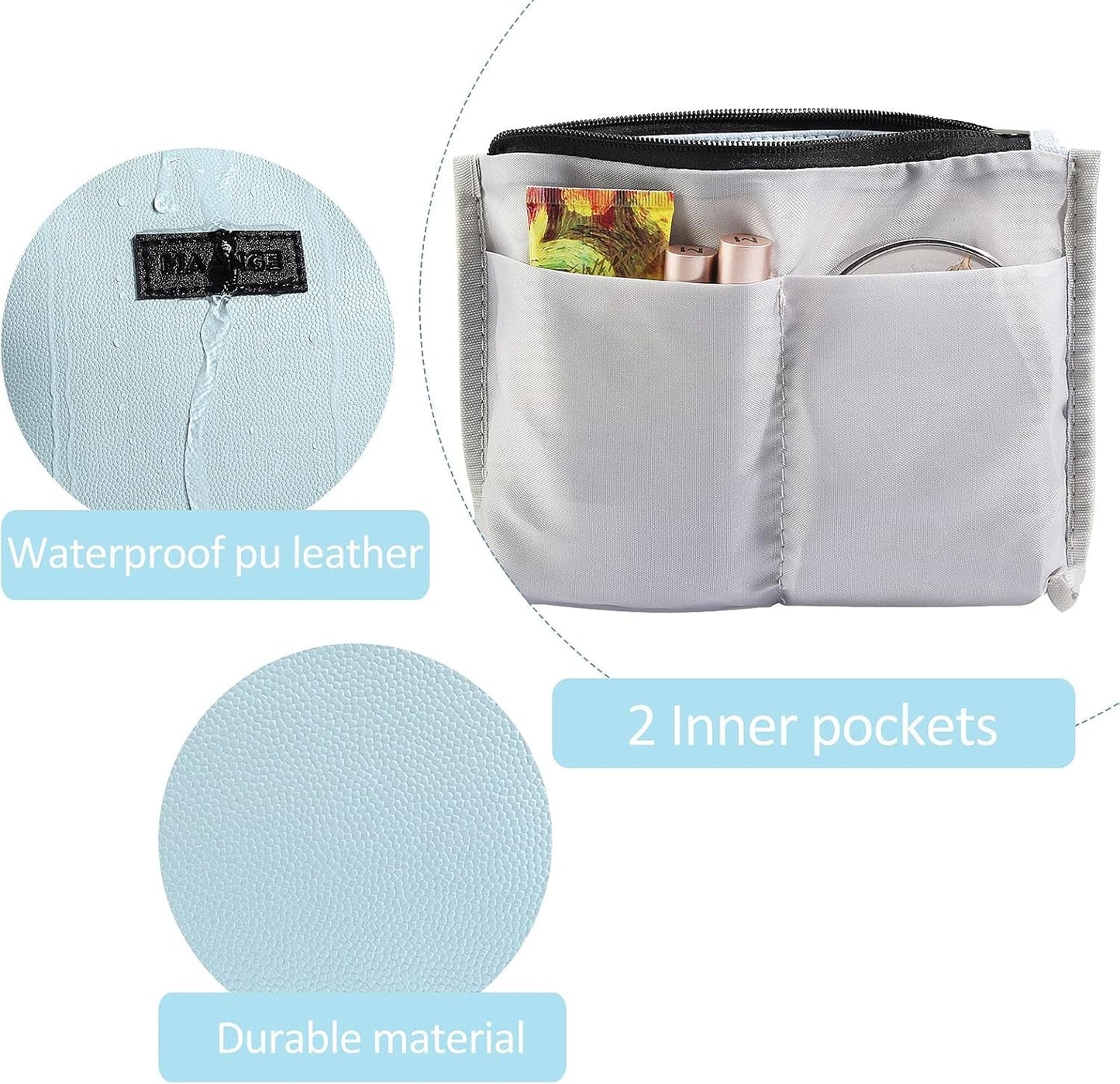 Cosmetic Bags for Women Small Makeup Bag for Purse Pu Leather Makeup Pouch Travel Makeup Bag with Zipper Make up Bag for Travelling - Miki Guru Store US