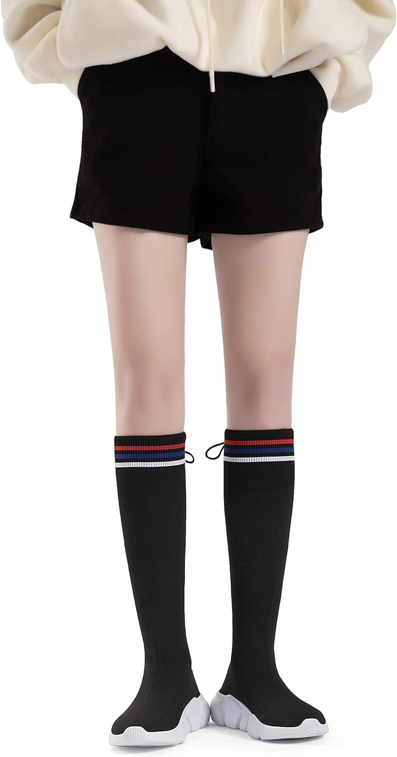 Womens Knee High Boots High Top Shoes for Girls Comfortable Slip-On Sock Sneakers
