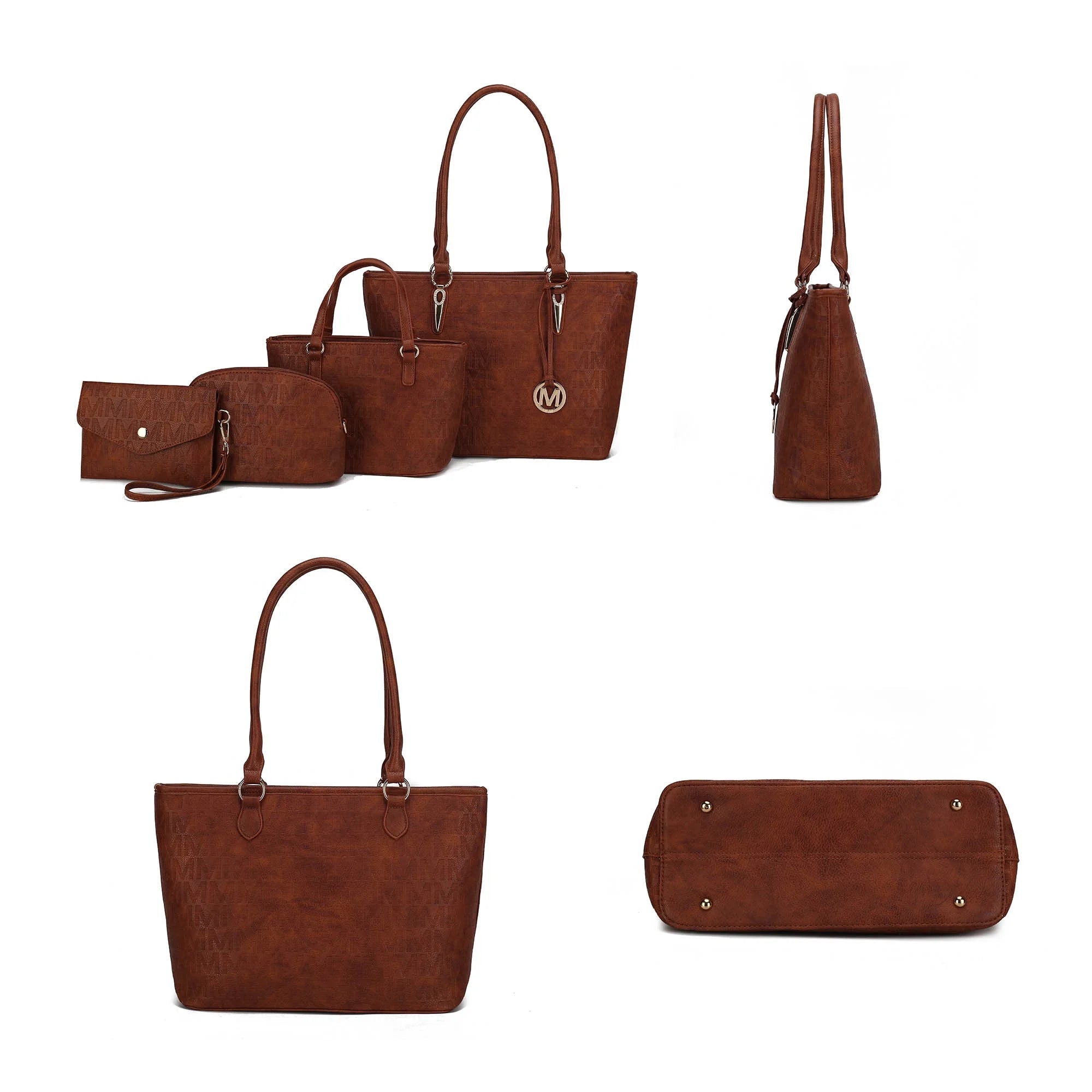 Edelyn Women'S Tote Bag, Small Tote Handbag, Pouch Purse & Wristlet Wallet, Signature Handbag 4 Pcs Set by Mia K - Miki Guru Store US