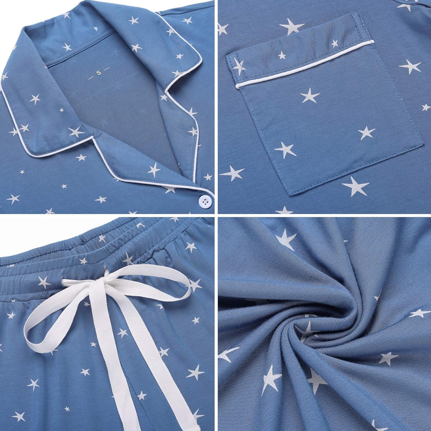 Womens Pajamas Set Short Sleeve Button down Sleepwear 2 Piece Pjs