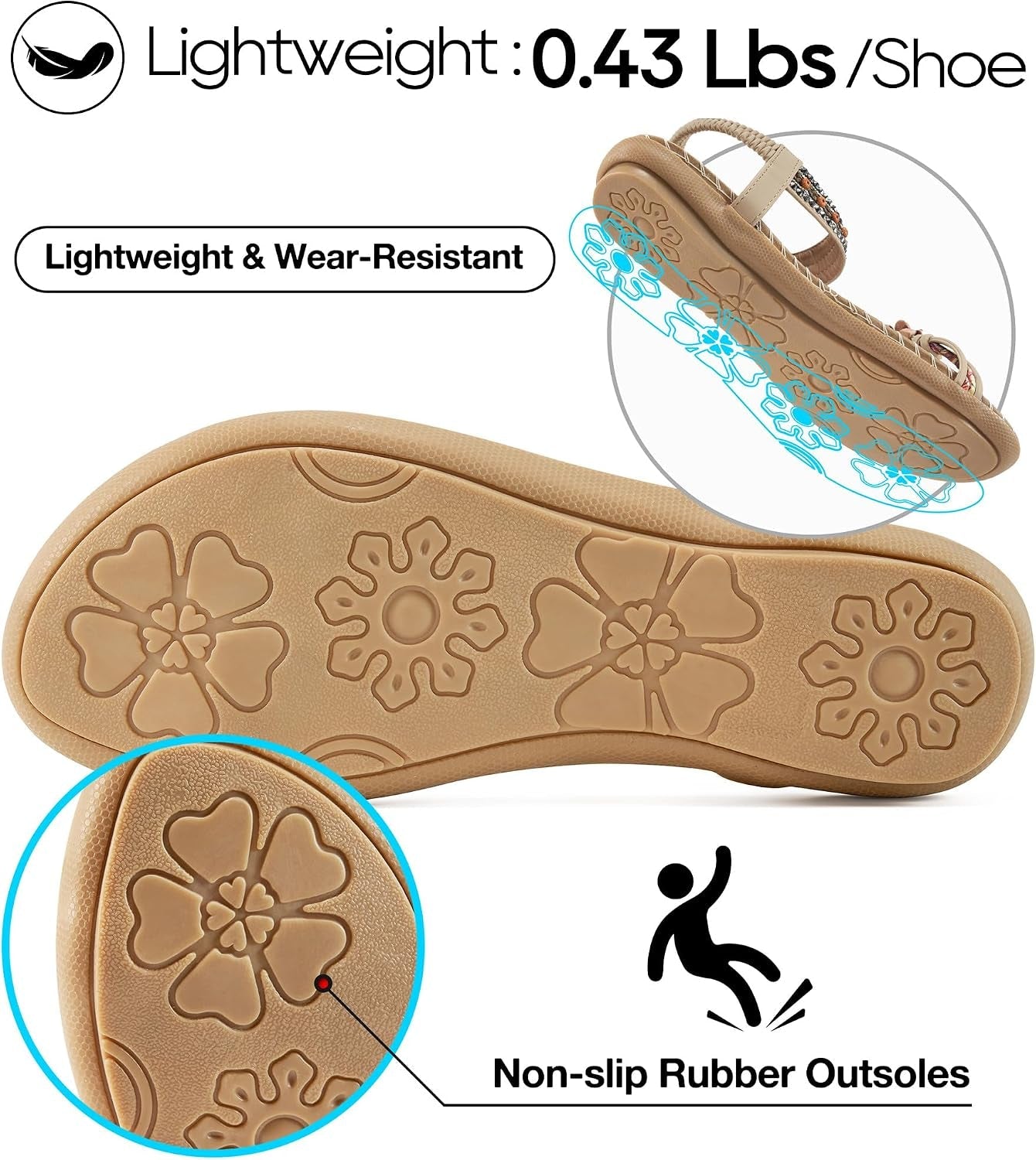 Flat Sandals for Women Summer: Casual Boho Beaded Toe Ring Dress Shoes - Comfortable Vacation Daily Walking Shoes - Miki Guru Store US