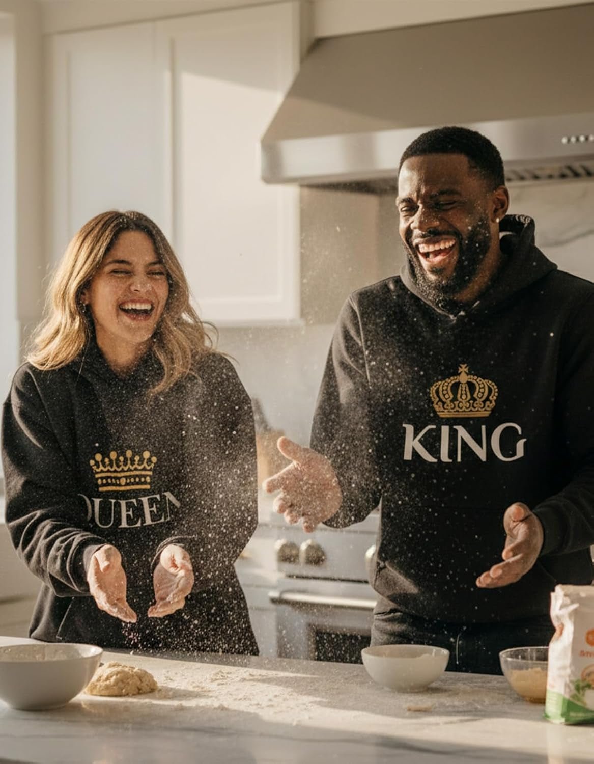 King Queen Matching Couple Hoodie Set His Hers Valentine'S Day - Miki Guru Store US