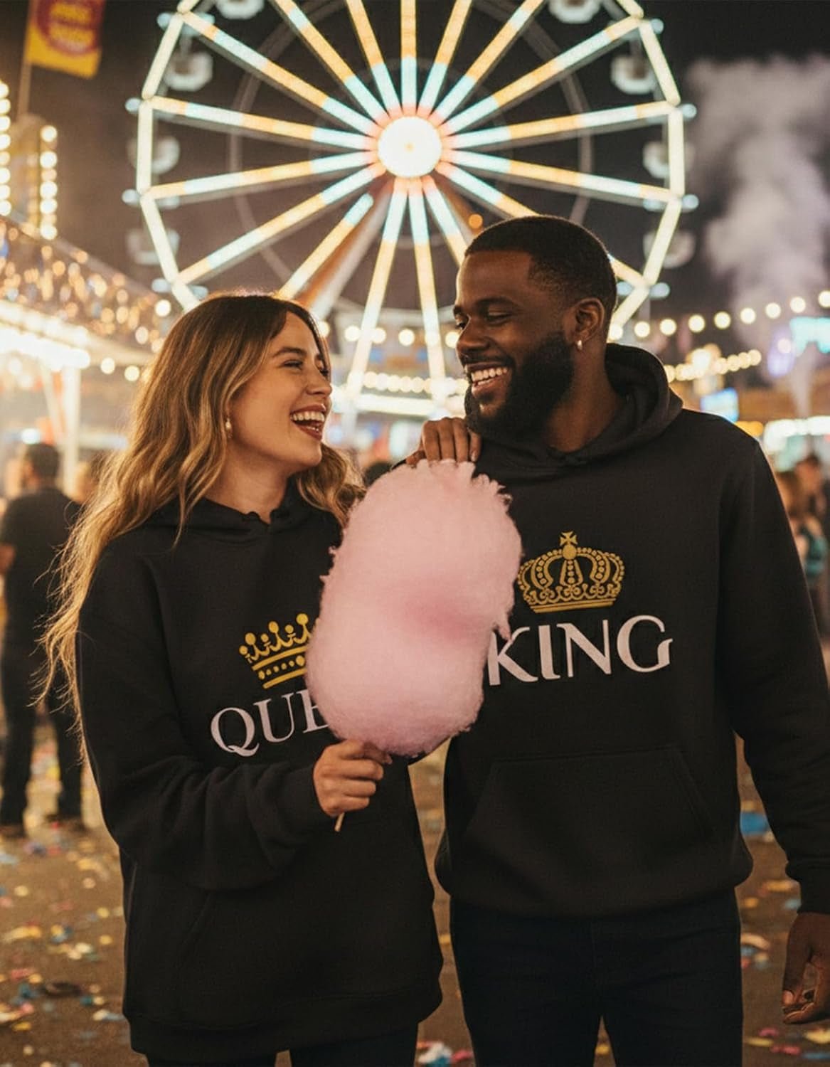 King Queen Matching Couple Hoodie Set His Hers Valentine'S Day - Miki Guru Store US